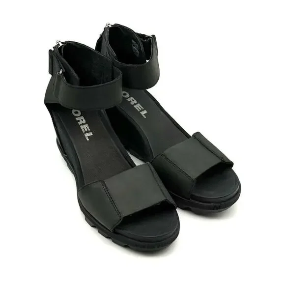 Sorel Joanie II Ankle Strap Wedge Sandal Black 8.5 - Picture 15 of 15